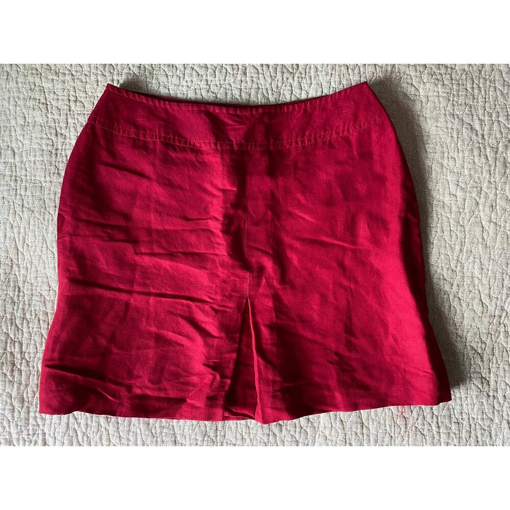 Jones Wear Womens Size 14 Linen Rayon Blend Red Short Skirt Side Zipper - Picture 7 of 8